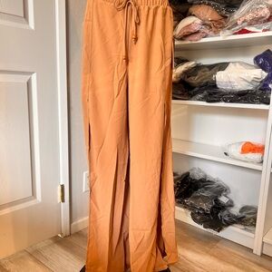 Women's Tan Wide-Leg Pants